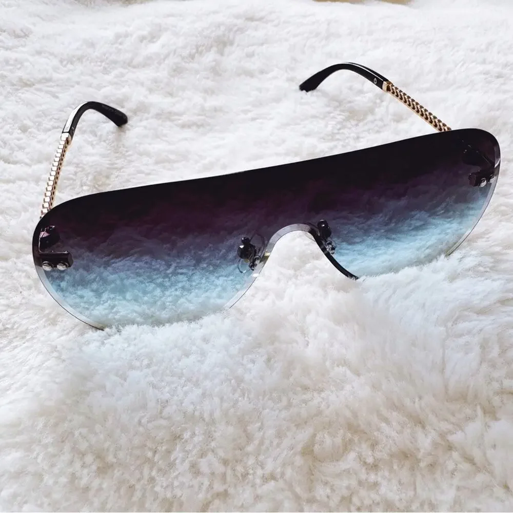 Jasmine Clear Blue Sleek Single-Lens Sunglasses